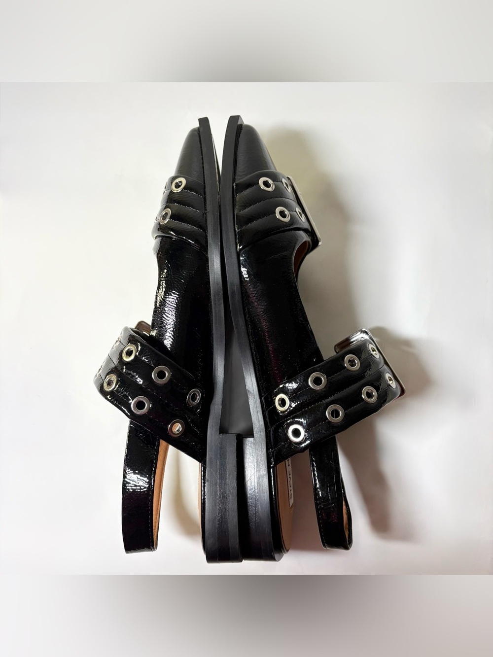 STEVE MADDEN Graya Slingback Buckle Flats Black Leather And Patent Women’s US 8 - Picture 11 of 16